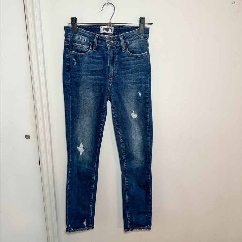 Paige Hoxton Ankle, high rise, skinny leg, dark blue wash, size 24